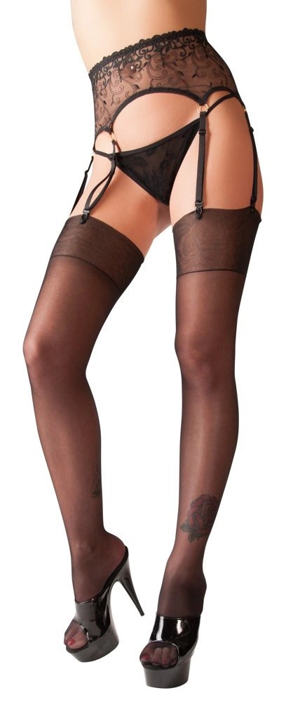 Cottelli Legwear pończochy do pasa czarne jedwabiste 20 DEN 5 Cottelli Legwear pończochy do pasa czarne jedwabiste 20 DEN 5
