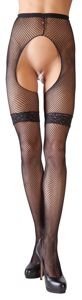 Cottelli Legwear rajstopy kabaretki z koronką czarne S/M Cottelli Legwear rajstopy kabaretki z koronką czarne S/M