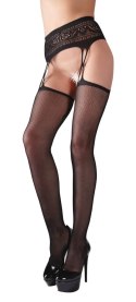 Cottelli Legwear rajstopy z pasem i otwartą strefą S/M czarne siateczka