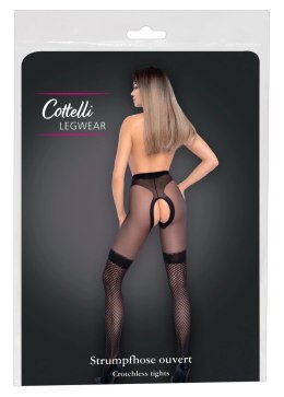 Cottelli Legwear rajstopy z siateczką i otwartą strefą, czarne, 30 den