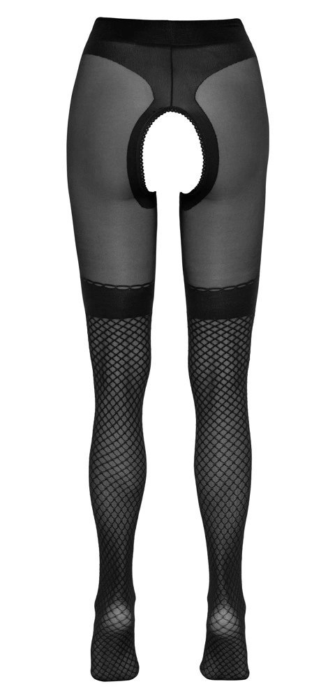 Cottelli Legwear rajstopy z siateczką i otwartą strefą, czarne, 30 den Cottelli Legwear rajstopy z siateczką i otwartą strefą, czarne, 30 den