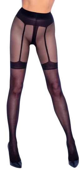 Cottelli Legwear rajstopy z wzorem pończoch open crotch czarne 30 den