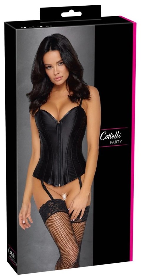Cottelli PARTY Gorset satynowy z zamkiem i sznurowaniem czarny XL Cottelli PARTY Gorset satynowy z zamkiem i sznurowaniem czarny XL
