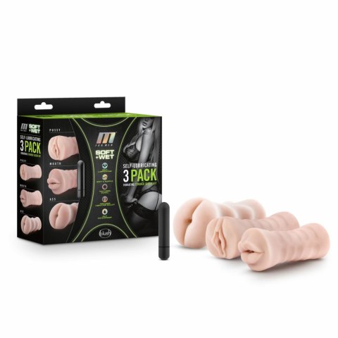 Blush M for Men Zestaw 3 Rękawow Intymnych z Wibracją, Samonawilżające Blush M for Men Zestaw 3 Rękawow Intymnych z Wibracją, Samonawilżające