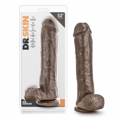 Dr. Skin Mr. Savage 29 cm - model intymny z przyssawką, kolor czekoladowy Dr. Skin Mr. Savage 29 cm - model intymny z przyssawką, kolor czekoladowy