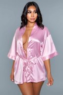 Leg Avenue Satynowy Kimono Szlafrok Damski Rożowy Krotki 637488502063