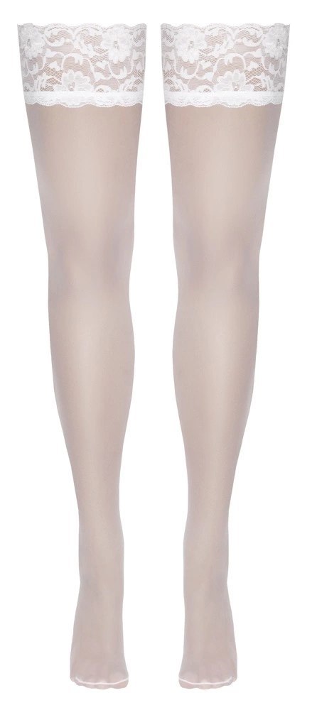 Cottelli LEGWEAR Białe Pończochy Stay-Up z Koronką 20 den Oeko-Tex Cottelli LEGWEAR Białe Pończochy Stay-Up z Koronką 20 den Oeko-Tex