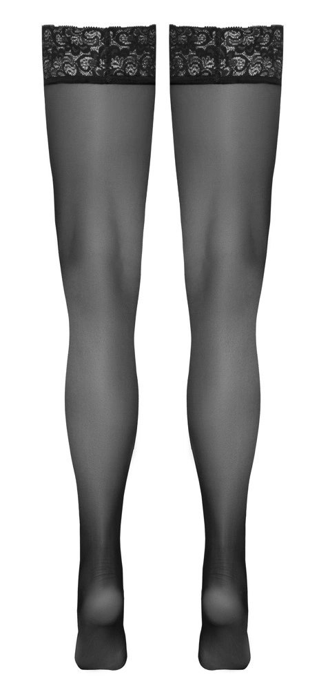 Cottelli LEGWEAR Klasyczne pończochy z koronką czarne 20 den Cottelli LEGWEAR Klasyczne pończochy z koronką czarne 20 den