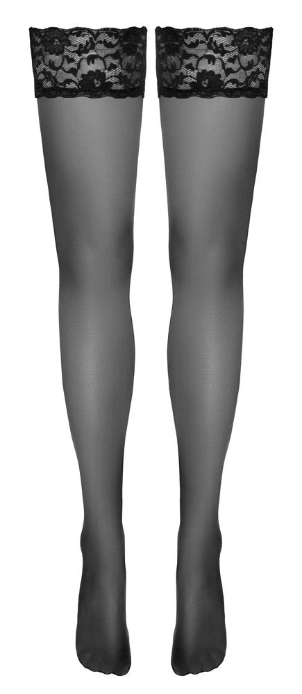 Cottelli LEGWEAR Klasyczne pończochy z koronką czarne 20 den Cottelli LEGWEAR Klasyczne pończochy z koronką czarne 20 den
