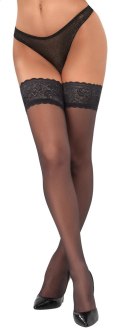 Cottelli LEGWEAR Pończochy Czarne Koronka Silikon 20 den Oeko-Tex