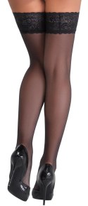 Cottelli LEGWEAR Pończochy Czarne Koronka Silikon 20 den Oeko-Tex
