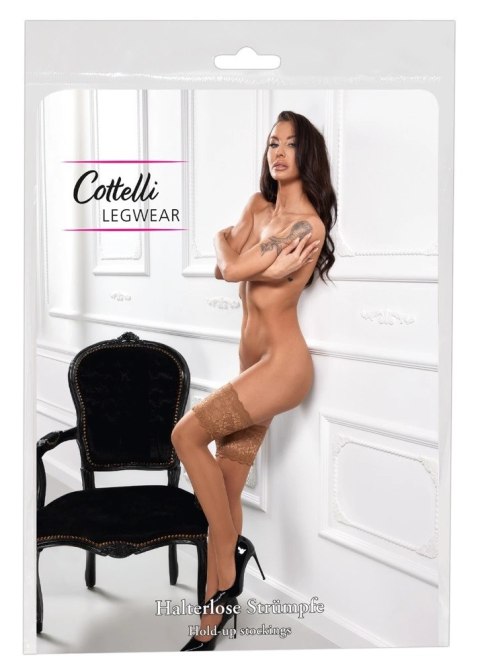 Cottelli LEGWEAR Pończochy Samonośne Beżowe Koronka 20 den 14 cm