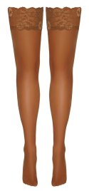 Cottelli LEGWEAR Pończochy beżowe z koronką 20 den silikon 9 cm L