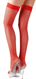 Cottelli LEGWEAR Pończochy kabaretki czerwone L z silikonową opaską
