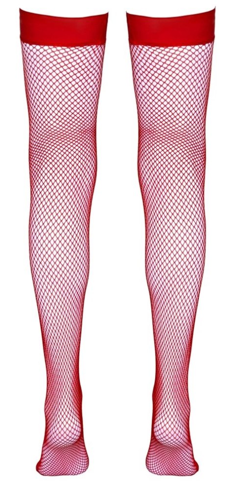 Cottelli LEGWEAR Pończochy kabaretki czerwone L z silikonową opaską Cottelli LEGWEAR Pończochy kabaretki czerwone L z silikonową opaską