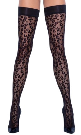 Cottelli LEGWEAR Pończochy samonośne leo czarne 30 den z silikonem