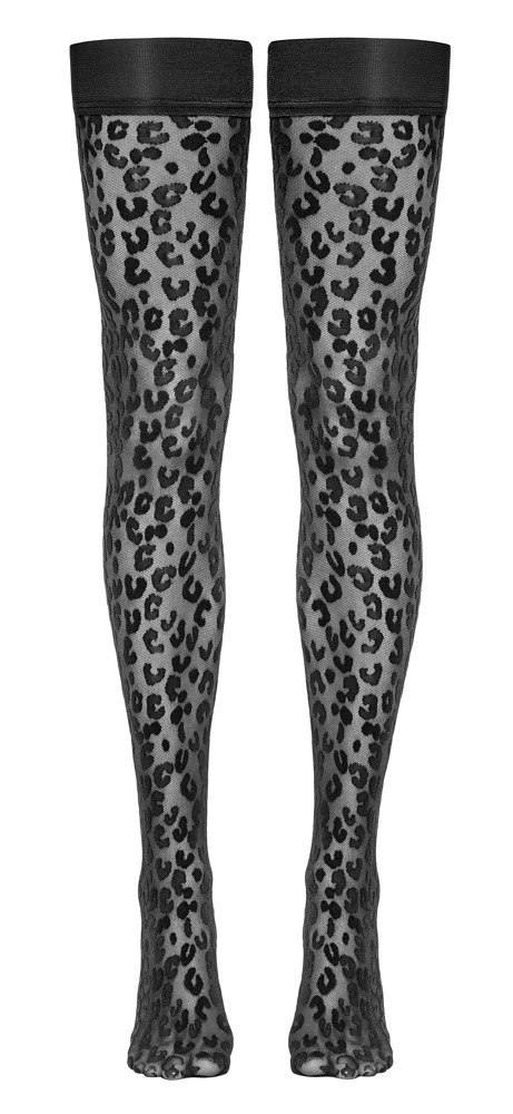 Cottelli LEGWEAR Pończochy samonośne leo czarne 30 den z silikonem Cottelli LEGWEAR Pończochy samonośne leo czarne 30 den z silikonem