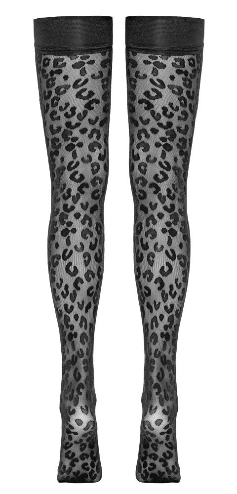 Cottelli LEGWEAR Pończochy samonośne leo czarne 30 den z silikonem Cottelli LEGWEAR Pończochy samonośne leo czarne 30 den z silikonem