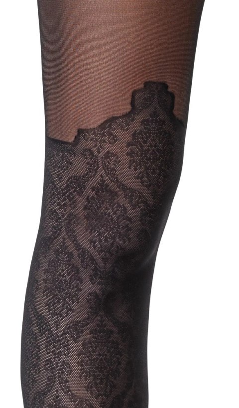 Cottelli LEGWEAR Rajstopy czarne bezszwowe z koronką 25/50 den Cottelli LEGWEAR Rajstopy czarne bezszwowe z koronką 25/50 den