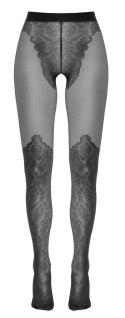 Cottelli LEGWEAR Rajstopy czarne bezszwowe z koronką 25/50 den