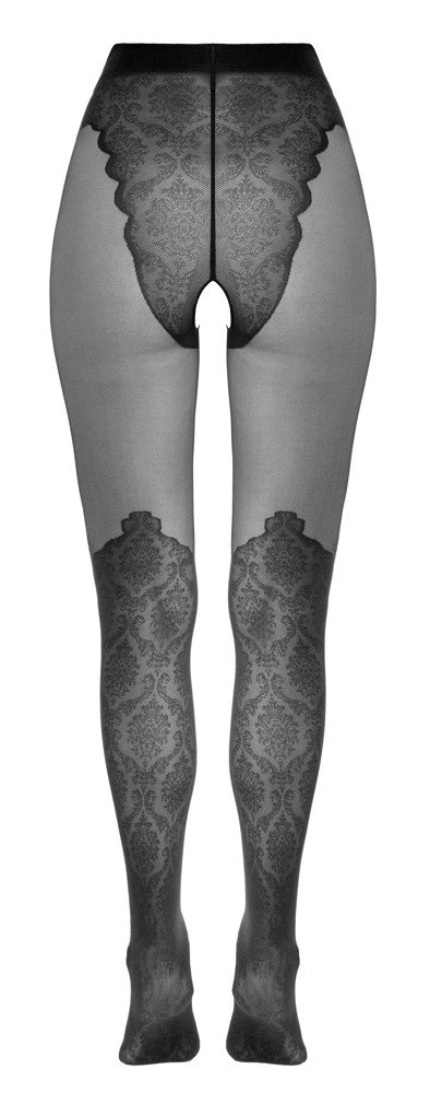 Cottelli LEGWEAR Rajstopy czarne bezszwowe z koronką 25/50 den Cottelli LEGWEAR Rajstopy czarne bezszwowe z koronką 25/50 den