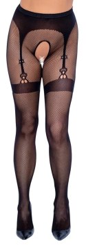 Cottelli LEGWEAR Rajstopy siateczkowe z wzorem pończoch S-L czarne