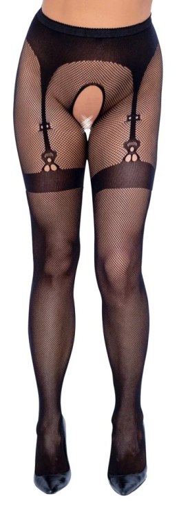 Cottelli LEGWEAR Rajstopy siateczkowe z wzorem pończoch S-L czarne