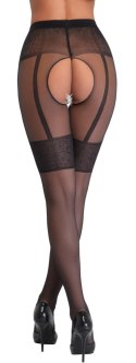 Cottelli LEGWEAR rajstopy bez części dolnej z wzorem podwiązek czarne 20 den