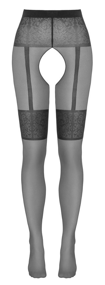 Cottelli LEGWEAR rajstopy bez części dolnej z wzorem podwiązek czarne 20 den Cottelli LEGWEAR rajstopy bez części dolnej z wzorem podwiązek czarne 20 den