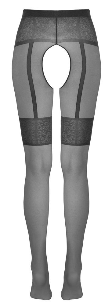 Cottelli LEGWEAR rajstopy bez części dolnej z wzorem podwiązek czarne 20 den Cottelli LEGWEAR rajstopy bez części dolnej z wzorem podwiązek czarne 20 den