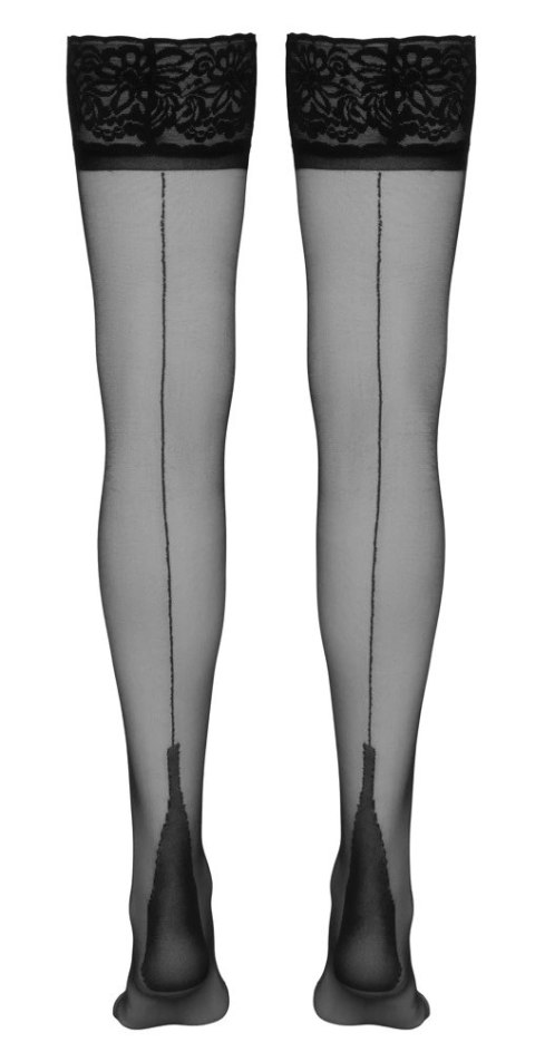 Cottelli Legwear Pończochy 20den z ozdobnym szwem i koronką, czarne Cottelli Legwear Pończochy 20den z ozdobnym szwem i koronką, czarne