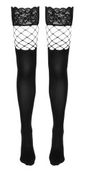 Cottelli Legwear Pończochy 2w1 Siatkowe z Koronką M/L czarne