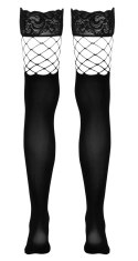 Cottelli Legwear Pończochy 2w1 Siatkowe z Koronką M/L czarne