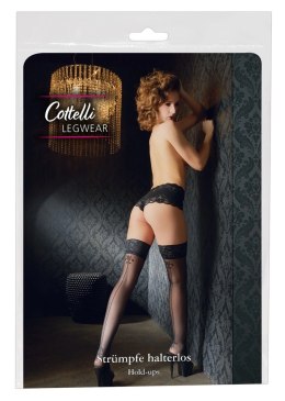 Cottelli Legwear Pończochy Czarne Koronka Szew Tył Silikon 3