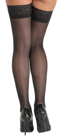 Cottelli Legwear Pończochy Czarny Szwem Koronka 20DEN 8cm Oeko-Tex