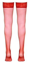 Cottelli Legwear Pończochy Czerwone z Koronką 17 den Rozmiar L