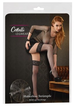 Cottelli Legwear Pończochy Kabaretki z Koronką i Silikonową Opaską