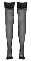 Cottelli Legwear Pończochy Koronkowe z Wzorem Silikonowa Opaska 3