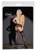 Cottelli Legwear Pończochy Koronkowe z Wzorem Silikonowa Opaska