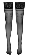 Cottelli Legwear Pończochy Koronkowe z Wzorem Silikonowa Opaska