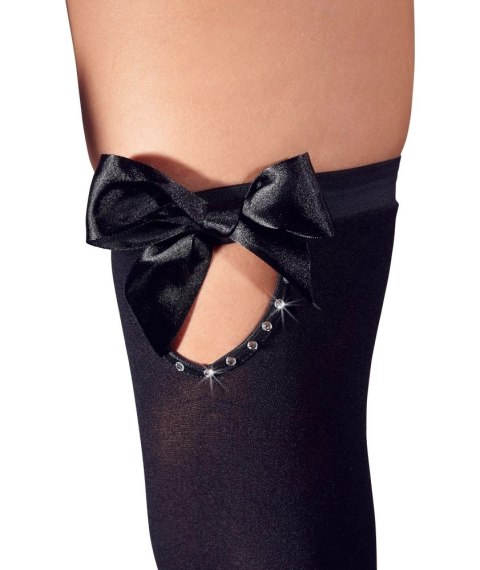 Cottelli Legwear Pończochy XL czarne z kokardą i kryształową ozdobą Cottelli Legwear Pończochy XL czarne z kokardą i kryształową ozdobą