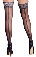 Cottelli Legwear Pończochy XL z ozdobnym szwem i srebrną koronką