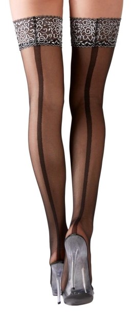 Cottelli Legwear Pończochy M Srebrna Koronka Szew Ozdobny Oeko-Tex