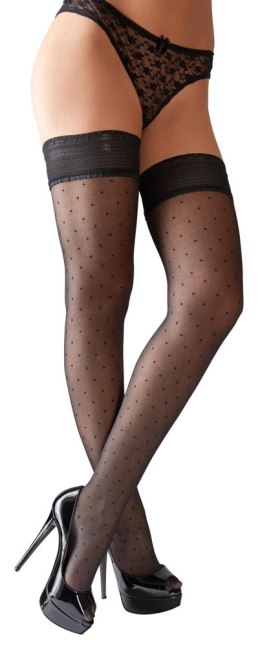 Cottelli Legwear Pończochy Samonośne Czarny Kropki 25 DEN Oeko-Tex