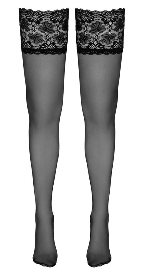 Cottelli Legwear Pończochy czarne z szeroką koronką 20 den silikon Cottelli Legwear Pończochy czarne z szeroką koronką 20 den silikon