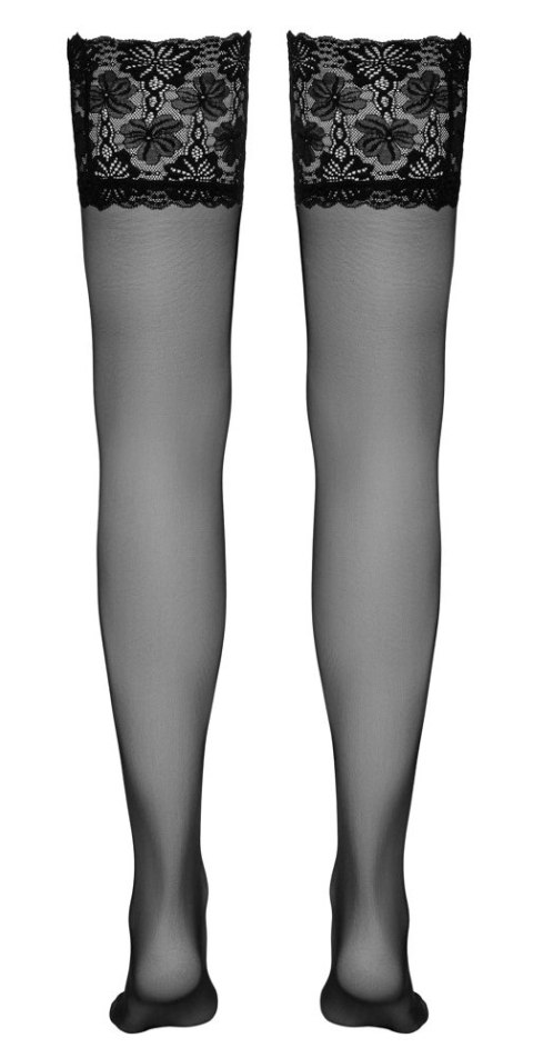 Cottelli Legwear Pończochy czarne z szeroką koronką 20 den silikon Cottelli Legwear Pończochy czarne z szeroką koronką 20 den silikon