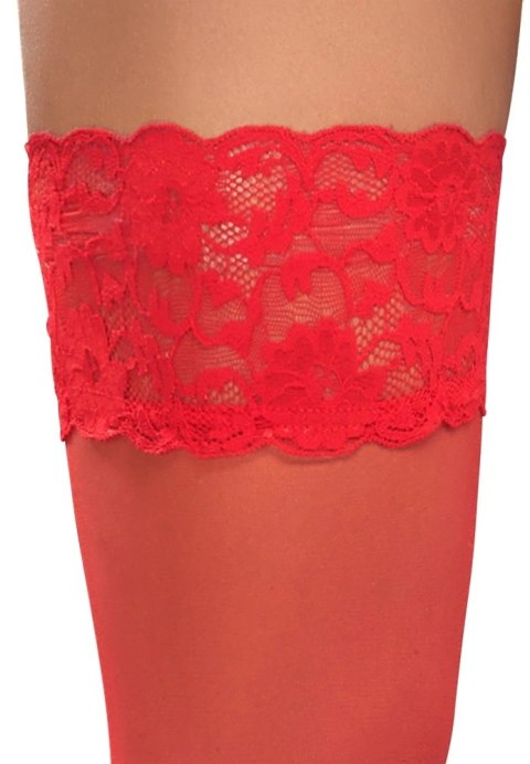 Cottelli Legwear Pończochy czerwone z koronką, 20 den, silikonowy pasek Cottelli Legwear Pończochy czerwone z koronką, 20 den, silikonowy pasek