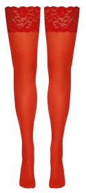 Cottelli Legwear Pończochy czerwone z koronką, 20 den, silikonowy pasek