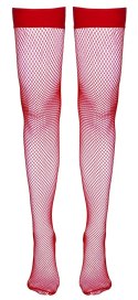 Cottelli Legwear Pończochy kabaretki czerwone z silikonową opaską S
