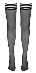 Cottelli Legwear Pończochy samonośne czarne XS pasiaste wykończenie